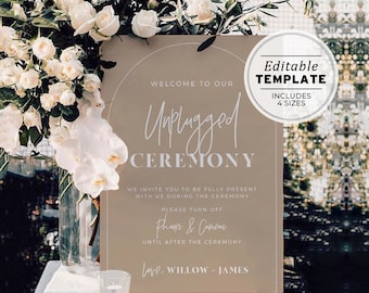 Nue Arch Unplugged Ceremony Sign Template, Minimalist Unplugged Wedding Sign, Printable Unplugged Sign #038