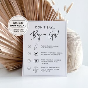 Juliette Don&#39;t Say Boy or Girl Baby Shower Game, Printable | INSTANT DOWNLOAD #004