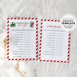 Christmas Price is Right Game, Holidays Price is Right Game, Christmas Party Games, Christmas Activities | PRINTABLE EDITABLE TEMPLATE
