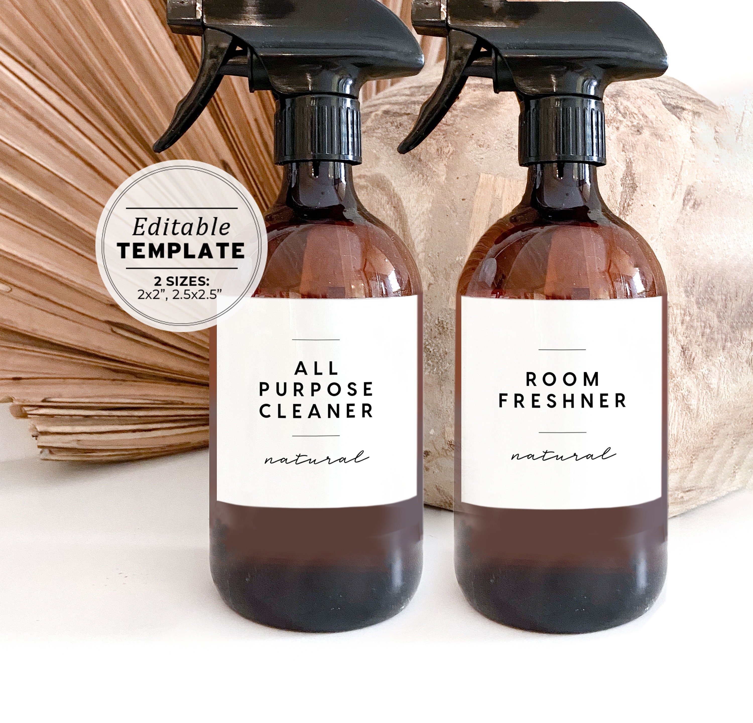Minimalist Spray Bottle Labels Template 2 Sizes 2x2 2 5x2 5 Home 