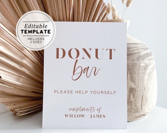 Ceramica Minimalist Editable Donut Bar Sign | EDITABLE TEMPLATE Printable #045