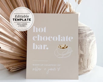 Scandi Minimalist Hot Chocolate Bar Sign | PRINTABLE EDITABLE TEMPLATE #047