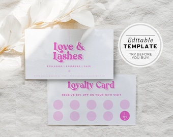 Kylie Pink Business Loyalty Card, Thank you card | EDITABLE TEMPLATE #060 #043