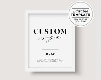 Mr White Minimalist Customizable Blank Sign Printable Template 11x14" #001