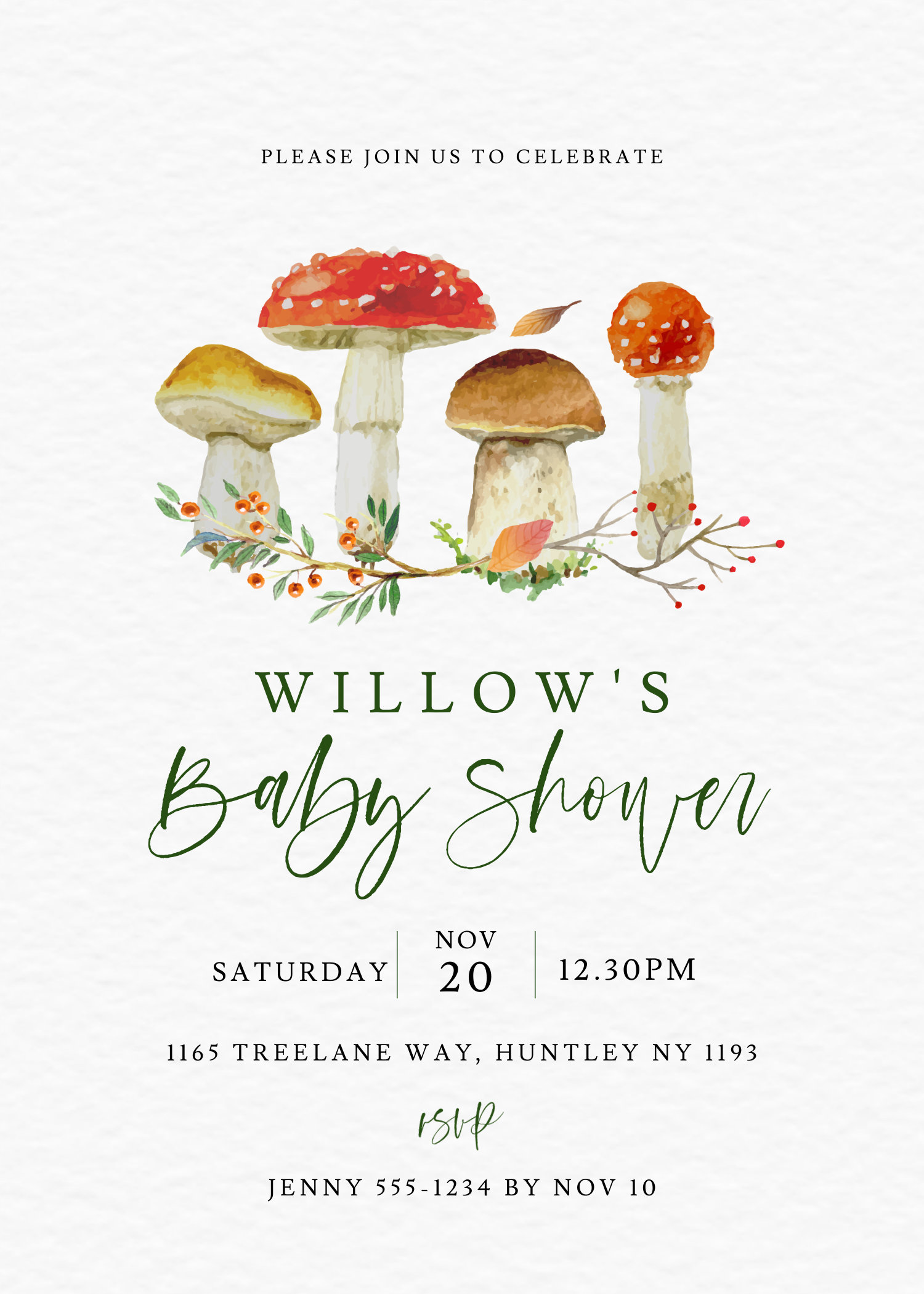 Mushroom Baby Shower Invitation Template, Cottagecore Baby Shower Invite, A  Little One is on the Way, Amanita Invitation, MUSHIE 