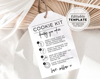Juliette Minimalist Cookie Kit Gift Tag Template, DIY Cookie Decorating Kit Tag | EDITABLE TEMPLATE #004