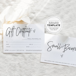 Juliette minimalistische cadeaubonsjabloon, afdrukbare cadeaubon #050 #043