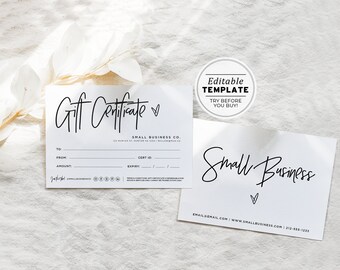 Juliette Minimalist Gift Certificate Template, Gift Voucher Printable  #050 #043