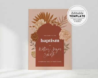 Desert Tan  Baptism Welcome Sign Template | EDIT & PRINT #048