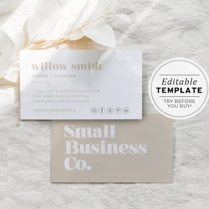 Scandi Minimalist Business Card Template, Editable Business Card, Printable Business Card #053 #043