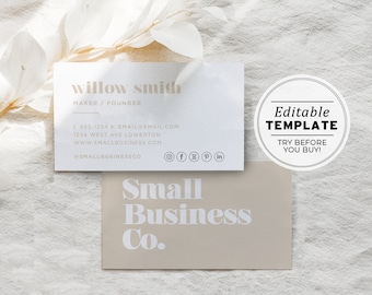 Scandi Minimalist Business Card Template, Editable Business Card, Printable Business Card #053 #043