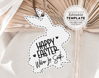 Juliette Minimalist Easter Bag Tags, Easter Bunny Bag, Printable Swing Tags, Easter Gift Bag Tag | EDITABLE TEMPLATE #004 #099