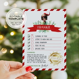 Report Card degli Elfi, Report degli Elfi di Natale stampabile, modificabile Lettera di Report degli Elfi di Natale / MODELLO MODIFICABILE STAMPABILE Balsam #091 #092