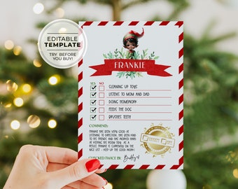 Elf Report Card, Christmas Elf Report Printable, Editable Christmas Elf Report Letter | PRINTABLE EDITABLE TEMPLATE Balsam #091 #092