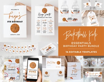 Minimalist Basketball Kids Party Bundle, 15 Essential Party Printables | EDITIERBARE VORLAGEN #067