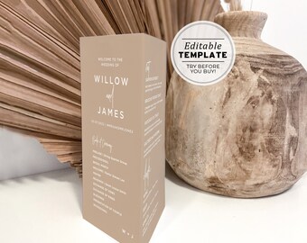 Nue Minimalist Tri-fold Table Number, Tri-fold Table Menu, Triangle Table Stand, Modern Menu | EDITABLE TEMPLATE #038