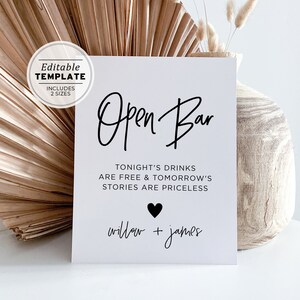 Minimalist Open Bar Template | PRINTABLE, EDITABLE TEMPLATE #004 Juliette
