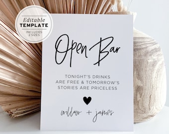 Minimalist Open Bar Template | PRINTABLE, EDITABLE TEMPLATE #004 Juliette