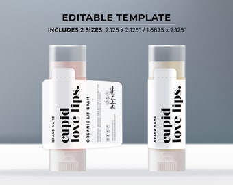 Lip balm Labels, Minimalist Chapstick Label, Small Business Lip Balm Packaging, Printable Editable Template #055 #043 Mr White