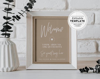 Nue Minimalist Open Home Welcome Sign Template Printable | EDITABLE TEMPLATE #052 #043