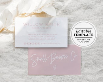 Blush Minimalist Business Card Template, Printable #051 #043