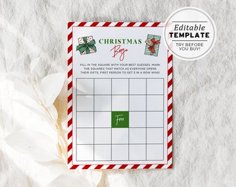 Christmas Christmas Bingo Game, Holidays Bingo Game, Christmas Party Games, Christmas Activities, Holiday Game | PRINTABLE EDITABLE TEMPLATE