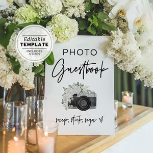 Willow Photo Guestbook Sign, Wedding Photo Guest book Template, Wedding Photo booth Sign, Printable Photo Guestbook #028