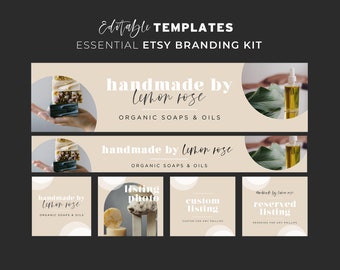 Scandi Minimalist Etsy Shop Branding Kit, Etsy Shop Banner Set, Etsy Shop Listing Templates, Etsy Banner | EDITABLE TEMPLATE #053 #043