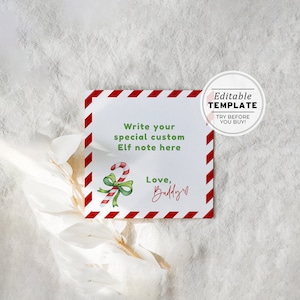 Nota do seu Elfo, Nota do Elfo de Natal, Carta do Elfo de Natal, Carta do Elfo para Impressão, Carta de Retorno do Elfo | MODELO EDITÁVEL Amigo #091