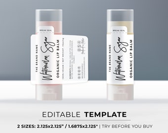 Minimalist Lip balm Custom Wrap Around Label - 2 Sizes: 2.125x2.125