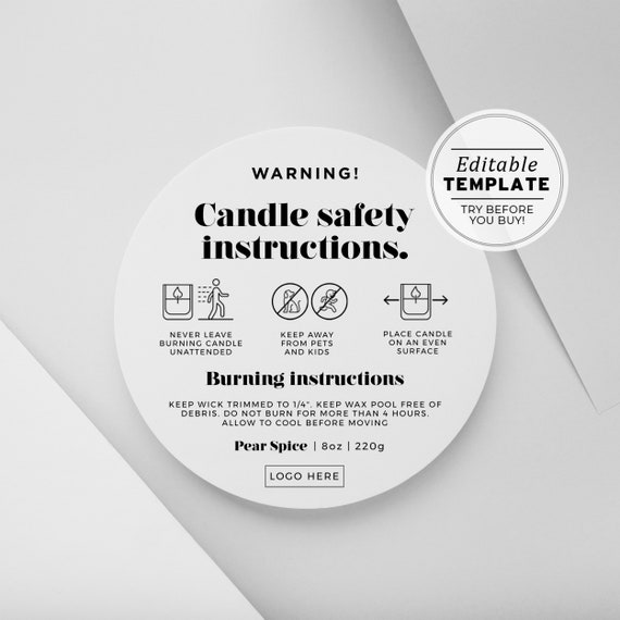 candle warning stickers 1.5 inch round