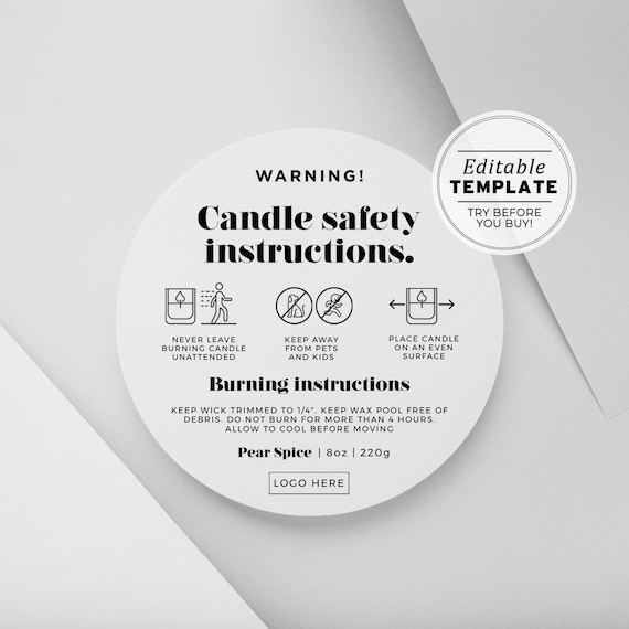 candle warning stickers 1.5 inch round