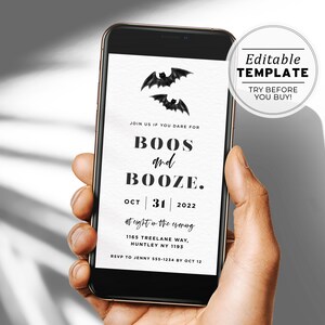 d&#39;invitation numérique pour fête d&#39;Halloween minimaliste, modèle d&#39;invitation à une fête d&#39;Halloween | MODÈLE MODIFIABLE