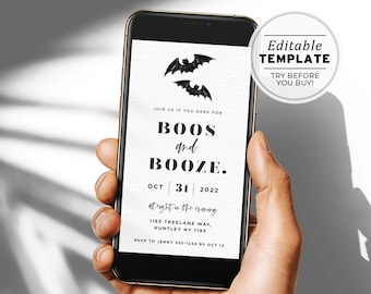 Minimalist Halloween Digital Party E-Invite Template, Halloween Party Invitation Template | EDITABLE TEMPLATE