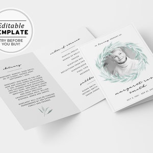 Margo Minimalist Funeral Program Template, Obituary Template, Celebration of Life, Memorial Service Program, Funeral Order of Service