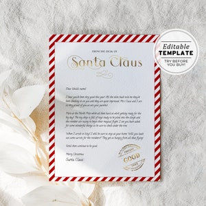 Editable Santa Letter Template, Christmas Letter, Letter From Santa Template EDITABLE TEMPLATE image 4