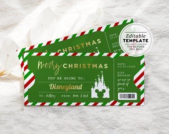 Printable Theme Park Ticket Christmas Gift Template, Santa Gift Certificate | EDITABLE TEMPLATE #082