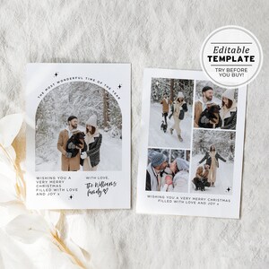Blanco Photo Christmas Card, Photo Holiday Card, Personalized Holidays Photo Card, Printable Christmas Card | EDITABLE TEMPLATE #095