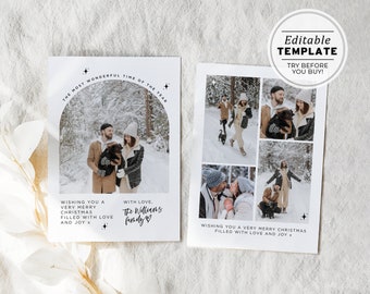 Blanco Photo Christmas Card, Photo Holiday Card, Personalized Holidays Photo Card, Printable Christmas Card | EDITABLE TEMPLATE #095