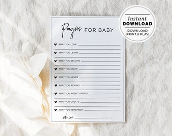 Prayers for Baby Juliette Baby Shower Game, Printable | INSTANT DOWNLOAD #004