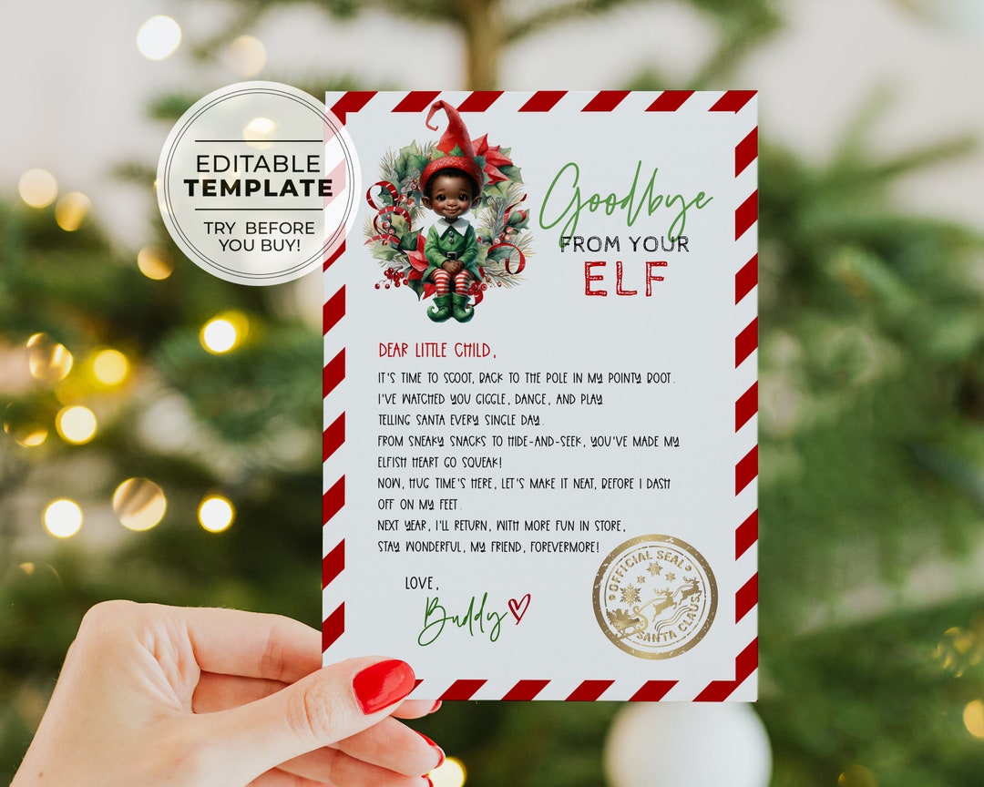 Editable Elf Goodbye Letter, Printable Elf Departure Letter, Christmas ...