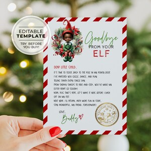 Carta de despedida de elfo editável, carta de partida de elfo para impressão, carta de despedida de elfo de Natal, adeus de seu elfo | MODELO EDITÁVEL #091