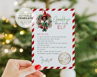 Editable Elf Goodbye letter, Printable Elf Departure Letter, Christmas Elf Farewell Letter, Goodbye From Your Elf | EDITABLE TEMPLATE #091