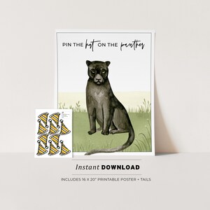 Pin the Hat on the Black Panther Kids Party Game Printable Poster, Birthday Party Game, INSTANT DOWNLOAD