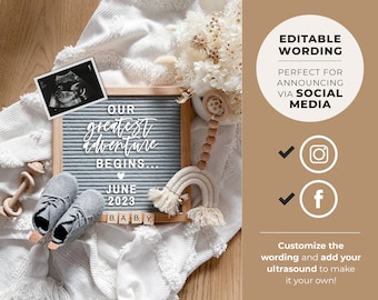 Lulu Pregnancy Announcement digital, Social Media Pregnancy Announcement, Pregnancy Template