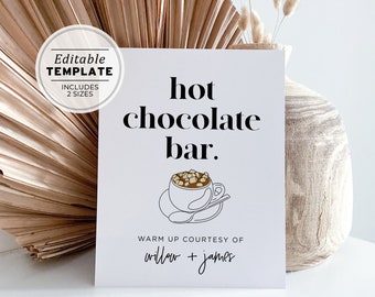 Mr White Minimalist Hot Chocolate Bar Sign | PRINTABLE EDITABLE TEMPLATE #001