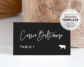 Willow Minimalist Wedding Escort Cards, Wedding Place Cards | PRINTABLE EDITABLE TEMPLATE #028