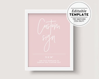 Blush Minimalist Customizable Blank Sign Printable Template 11x14" #035