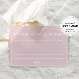 Blush Minimalist Rat Baby Mama Karten, Ratschläge und Wünsche für die Mutter-zu-sein-Karte, Ratschläge für Mama, printable | SOFORTIGER DOWNLOAD #035