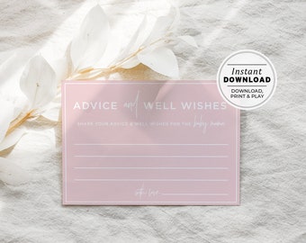 Blush Minimalist Advice Baby Mama Cards, Advice and Well Wishes for the Mom-to-be Card, Advice for Mom, Printable | INSTANT DOWNLOAD #035